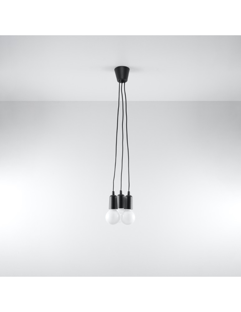 Sollux Lampa wisząca DIEGO 3 czarna SL.0573 Sollux Lampa wisząca DIEGO 3 czarna SL.0573