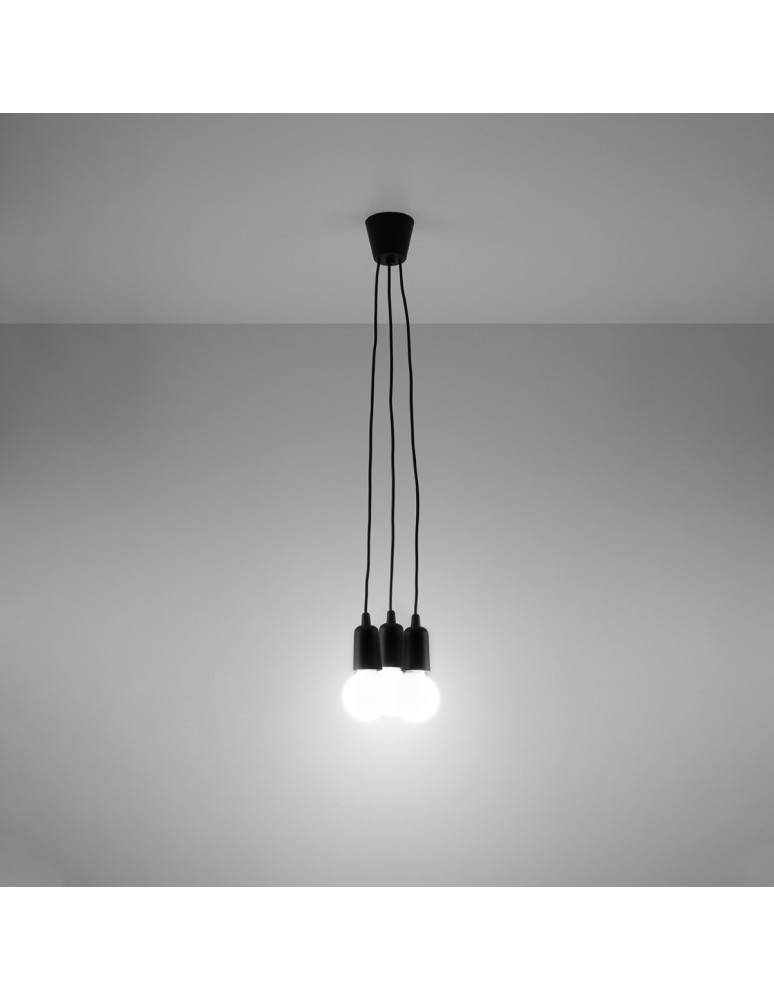 Sollux Lampa wisząca DIEGO 3 czarna SL.0573 Sollux Lampa wisząca DIEGO 3 czarna SL.0573