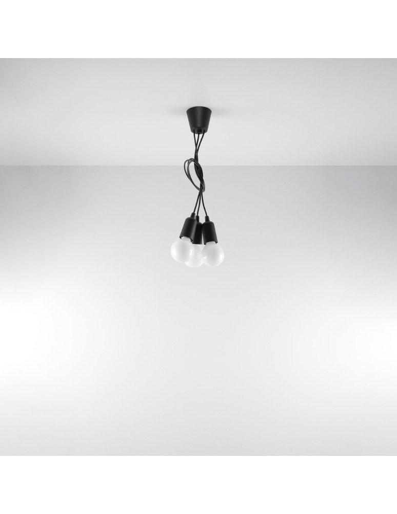 Sollux Lampa wisząca DIEGO 3 czarna SL.0573 Sollux Lampa wisząca DIEGO 3 czarna SL.0573