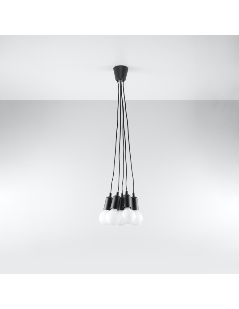 Sollux Lampa wisząca DIEGO 5 czarna SL.0574 Sollux Lampa wisząca DIEGO 5 czarna SL.0574