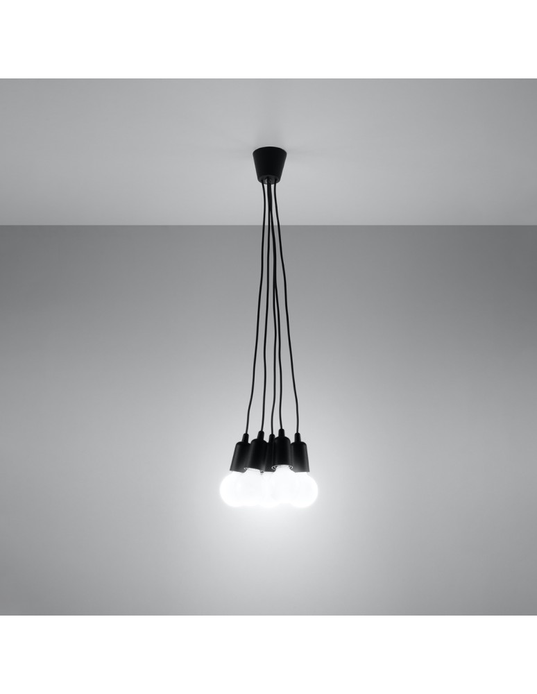 Sollux Lampa wisząca DIEGO 5 czarna SL.0574 Sollux Lampa wisząca DIEGO 5 czarna SL.0574