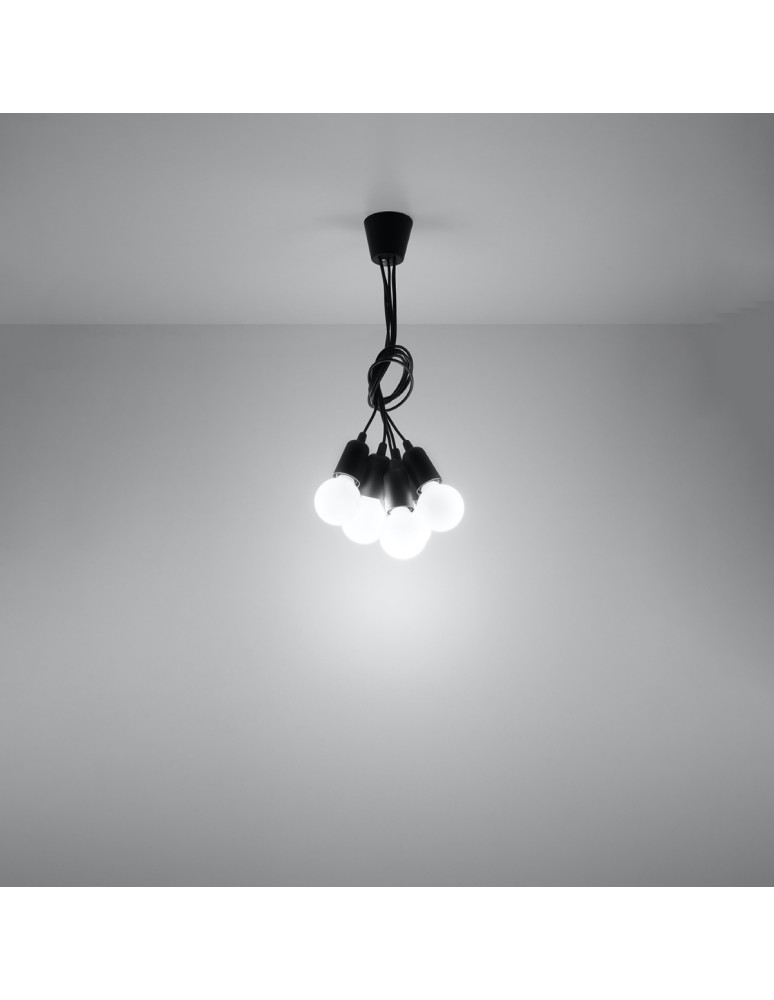 Sollux Lampa wisząca DIEGO 5 czarna SL.0574 Sollux Lampa wisząca DIEGO 5 czarna SL.0574