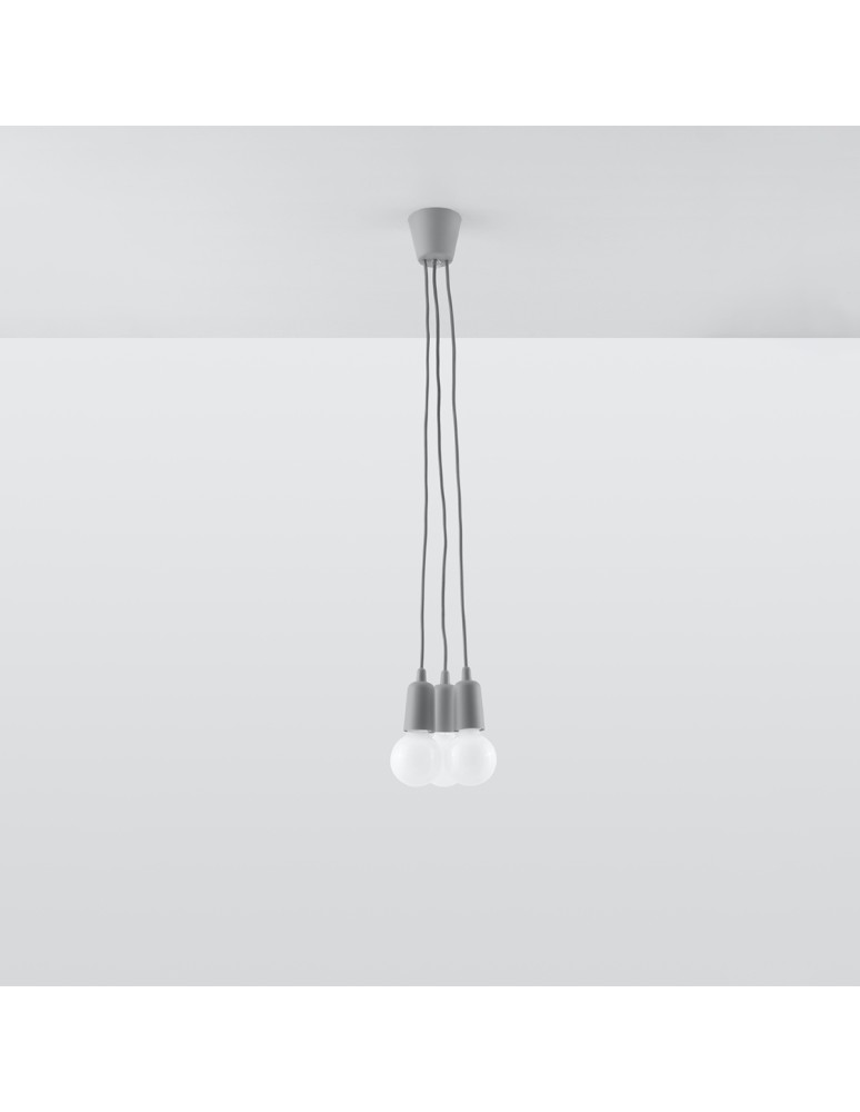 Sollux Lampa wisząca DIEGO 3 szara SL.0576 Sollux Lampa wisząca DIEGO 3 szara SL.0576