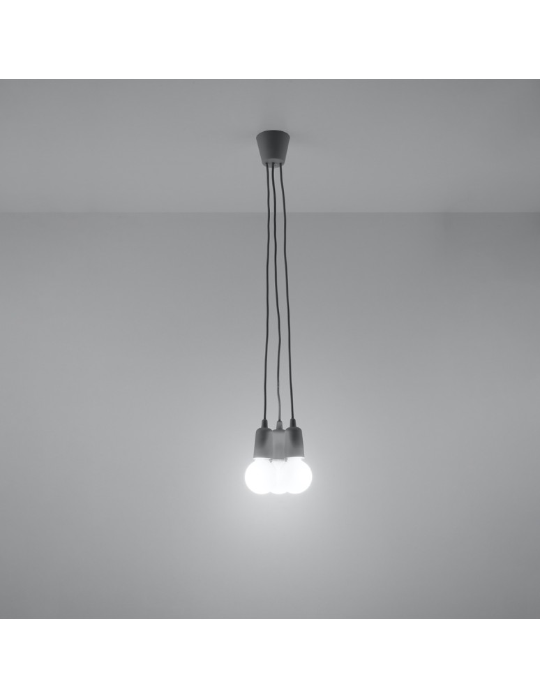 Sollux Lampa wisząca DIEGO 3 szara SL.0576 Sollux Lampa wisząca DIEGO 3 szara SL.0576