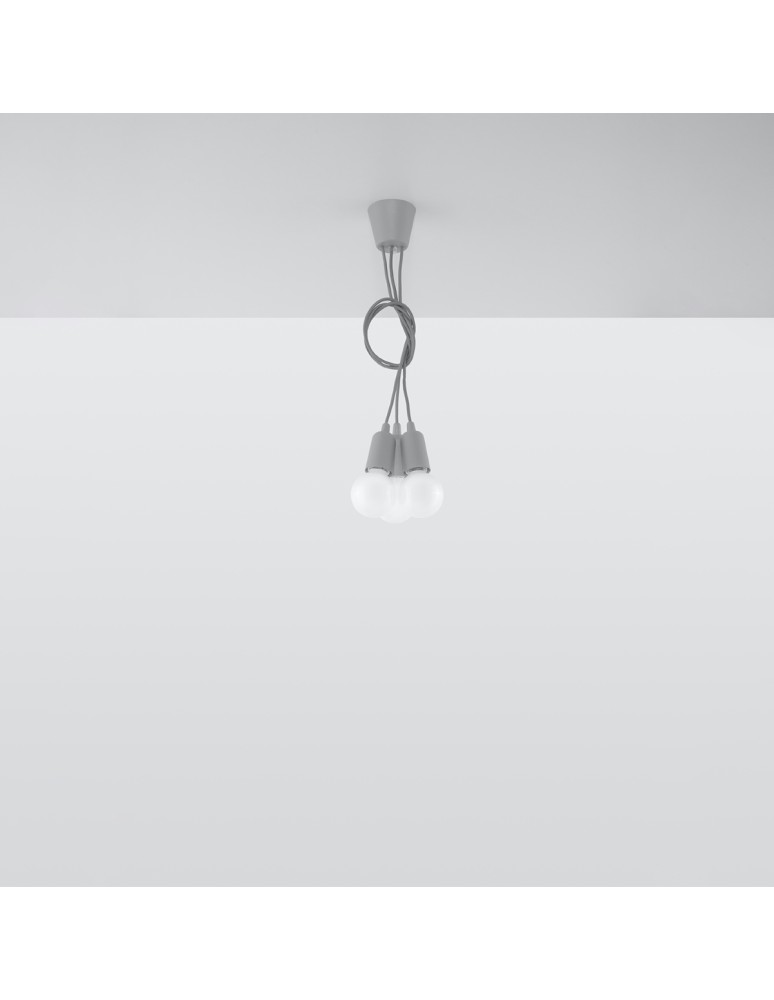Sollux Lampa wisząca DIEGO 3 szara SL.0576 Sollux Lampa wisząca DIEGO 3 szara SL.0576