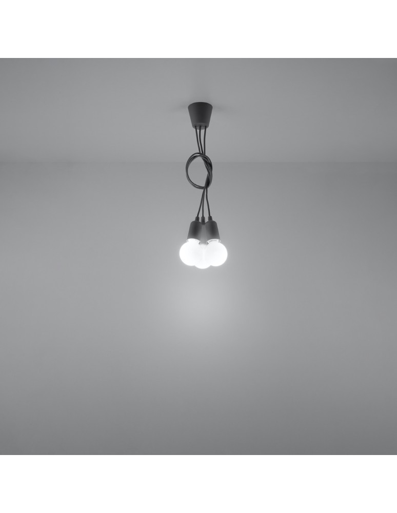 Sollux Lampa wisząca DIEGO 3 szara SL.0576 Sollux Lampa wisząca DIEGO 3 szara SL.0576