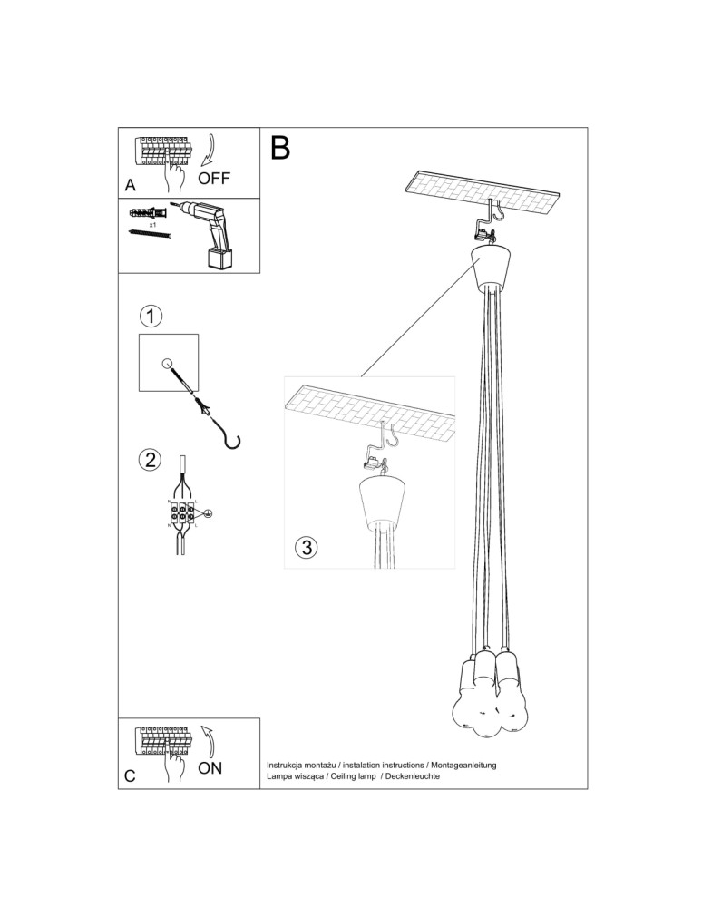 Sollux Lampa wisząca DIEGO 5 żółta SL.0580 Sollux Lampa wisząca DIEGO 5 żółta SL.0580