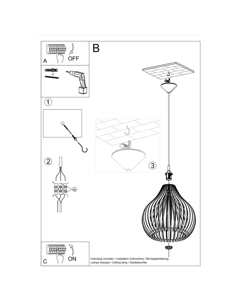 Sollux Lampa wisząca APRILLA SL.0639 Sollux Lampa wisząca APRILLA SL.0639
