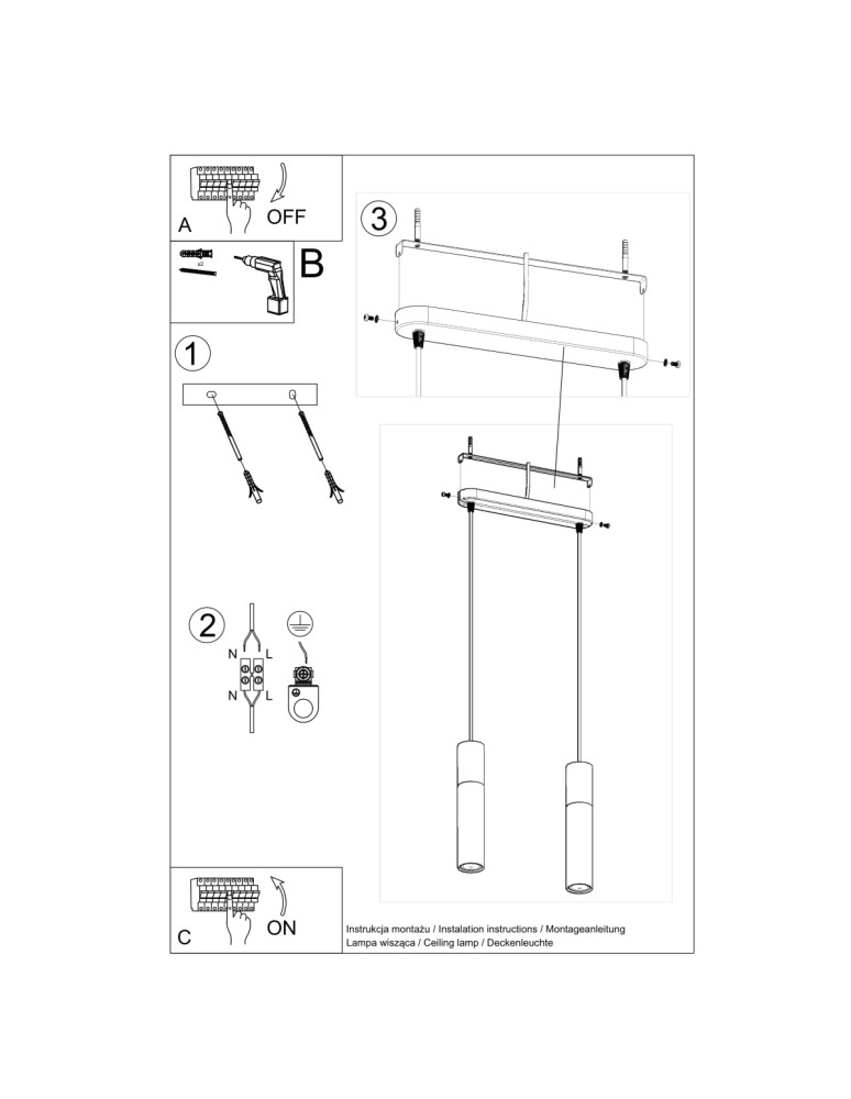 Sollux Lampa wisząca BORGIO 2 biały SL.0648 Sollux Lampa wisząca BORGIO 2 biały SL.0648