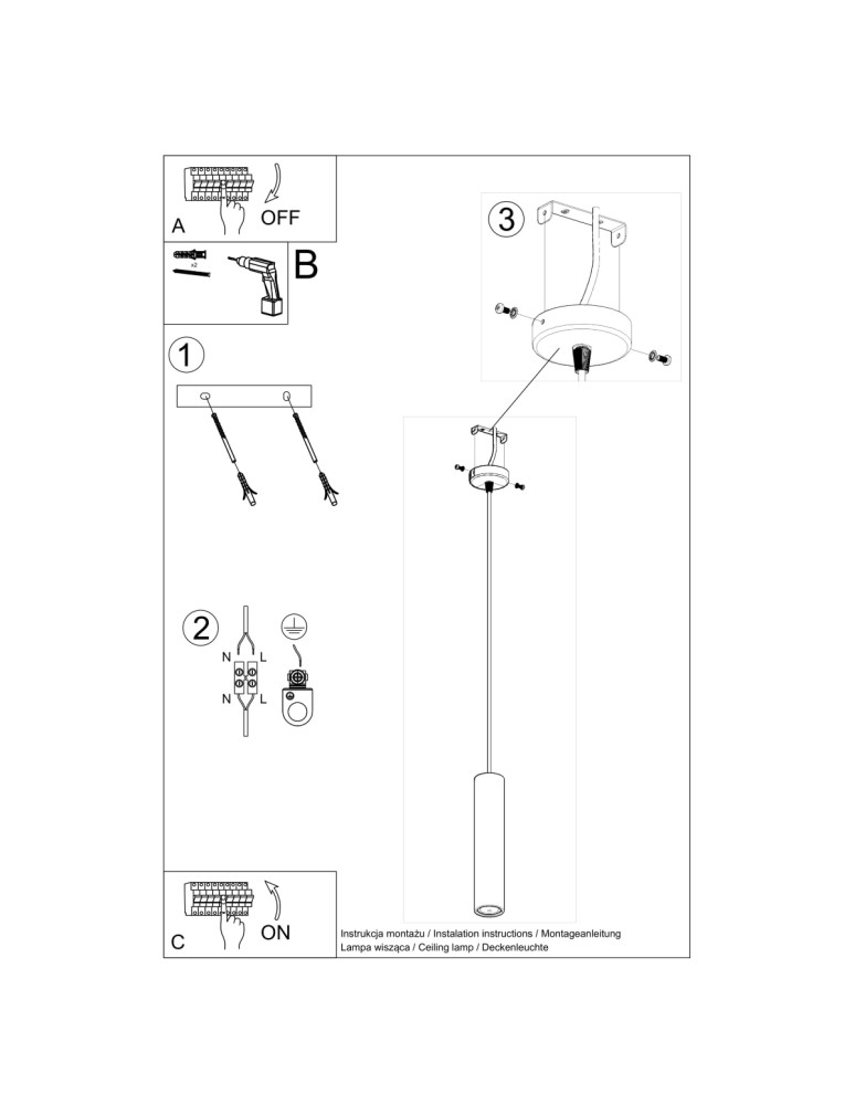 Sollux Lampa wisząca LUVO 1 SL.0653 Sollux Lampa wisząca LUVO 1 SL.0653