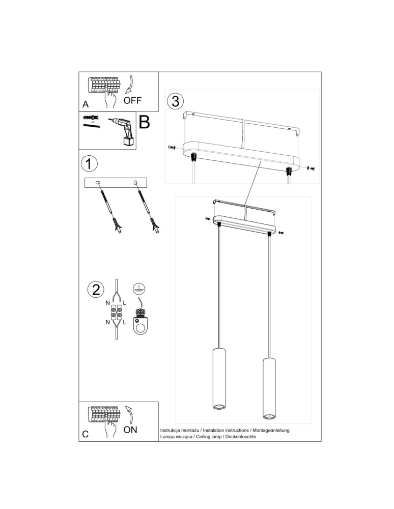 Sollux Lampa wisząca LUVO 2 SL.0654 Sollux Lampa wisząca LUVO 2 SL.0654