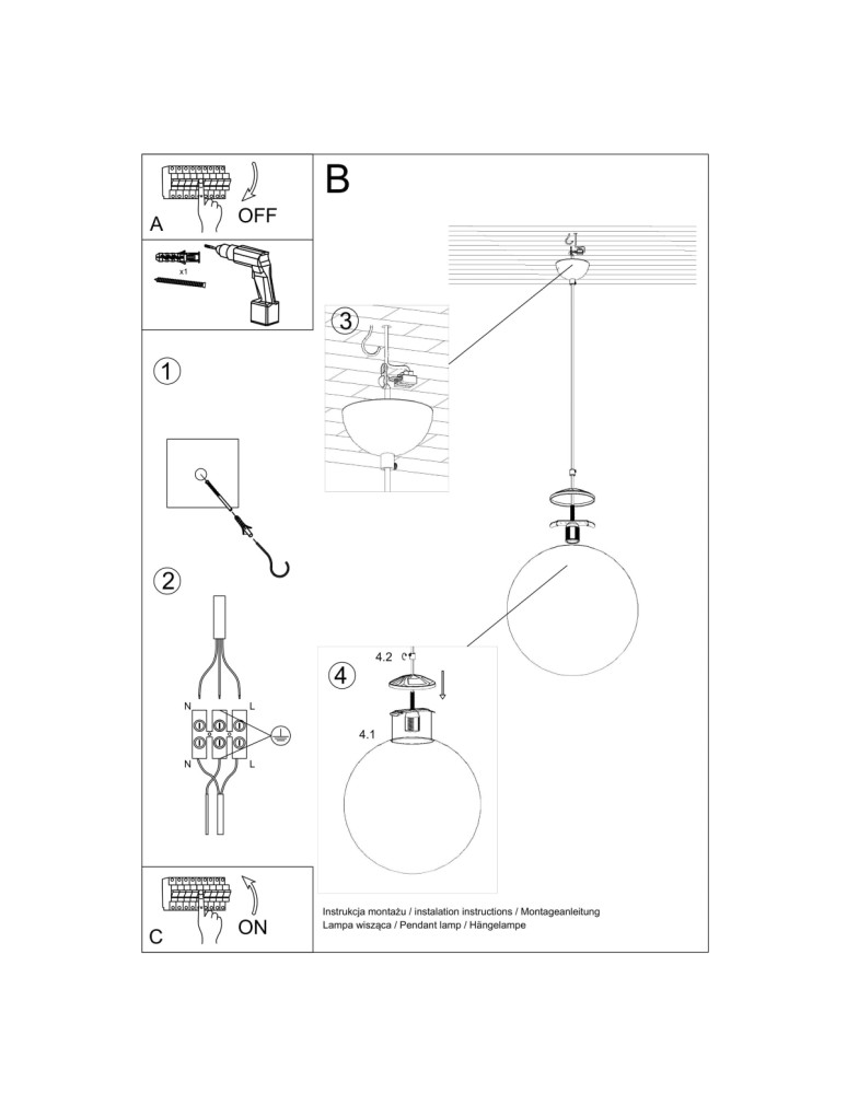 Sollux Lampa wisząca UGO 20 złota SL.0715 Sollux Lampa wisząca UGO 20 złota SL.0715