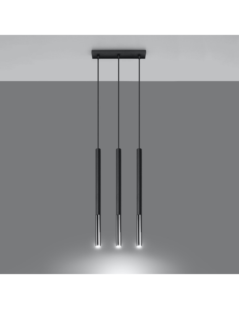 Sollux Lampa wisząca MOZAICA 3L czarny/chrom SL.0886 Sollux Lampa wisząca MOZAICA 3L czarny/chrom SL.0886