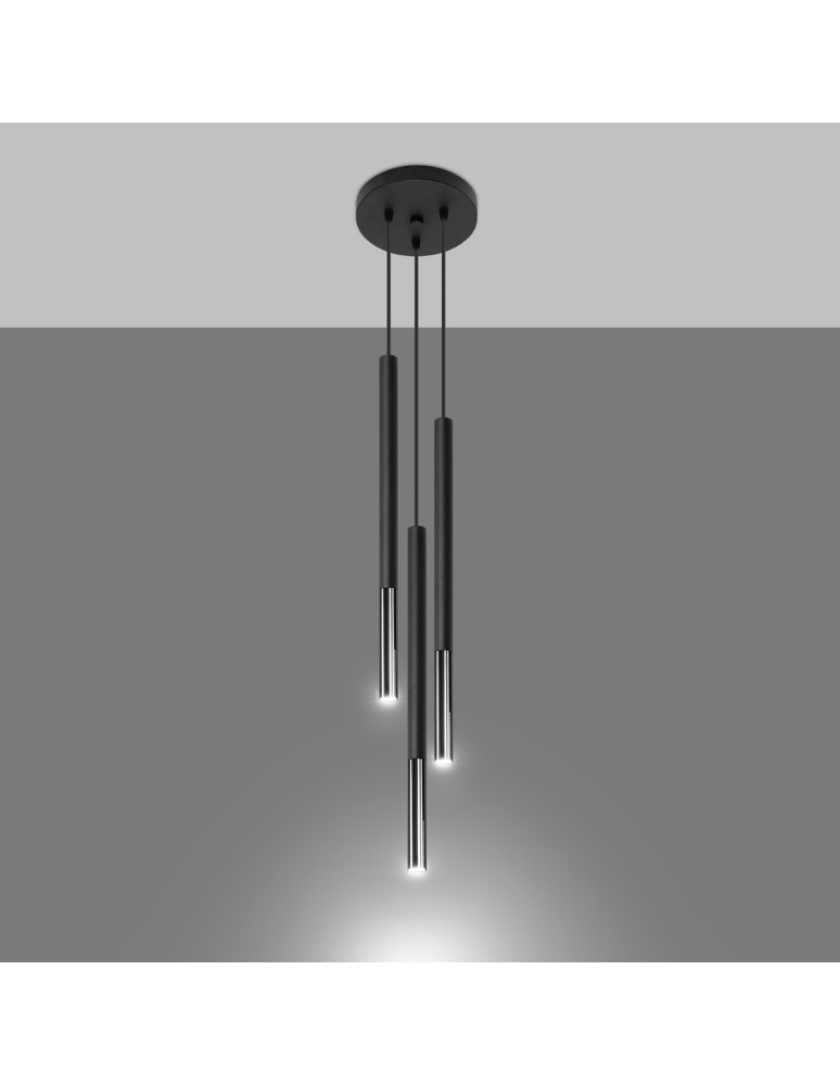 Sollux Lampa wisząca MOZAICA 3P czarny/chrom SL.0887 Sollux Lampa wisząca MOZAICA 3P czarny/chrom SL.0887