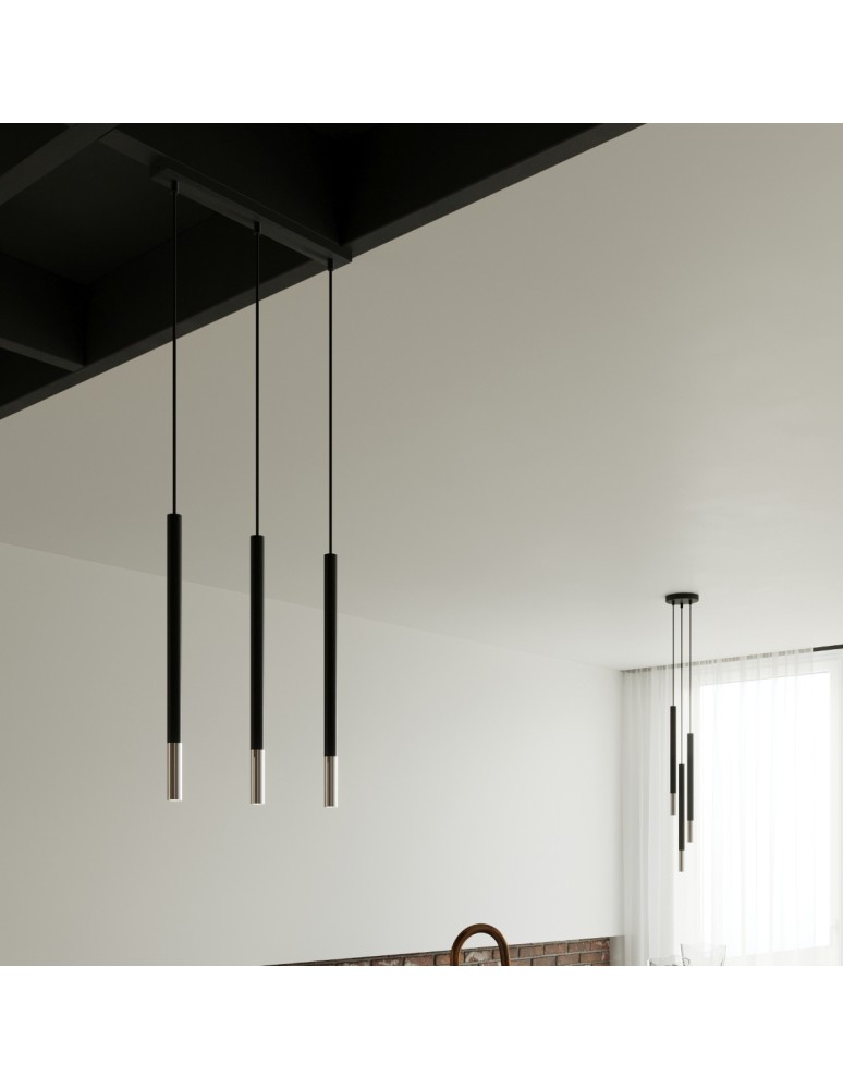 Sollux Lampa wisząca MOZAICA 3P czarny/chrom SL.0887 Sollux Lampa wisząca MOZAICA 3P czarny/chrom SL.0887