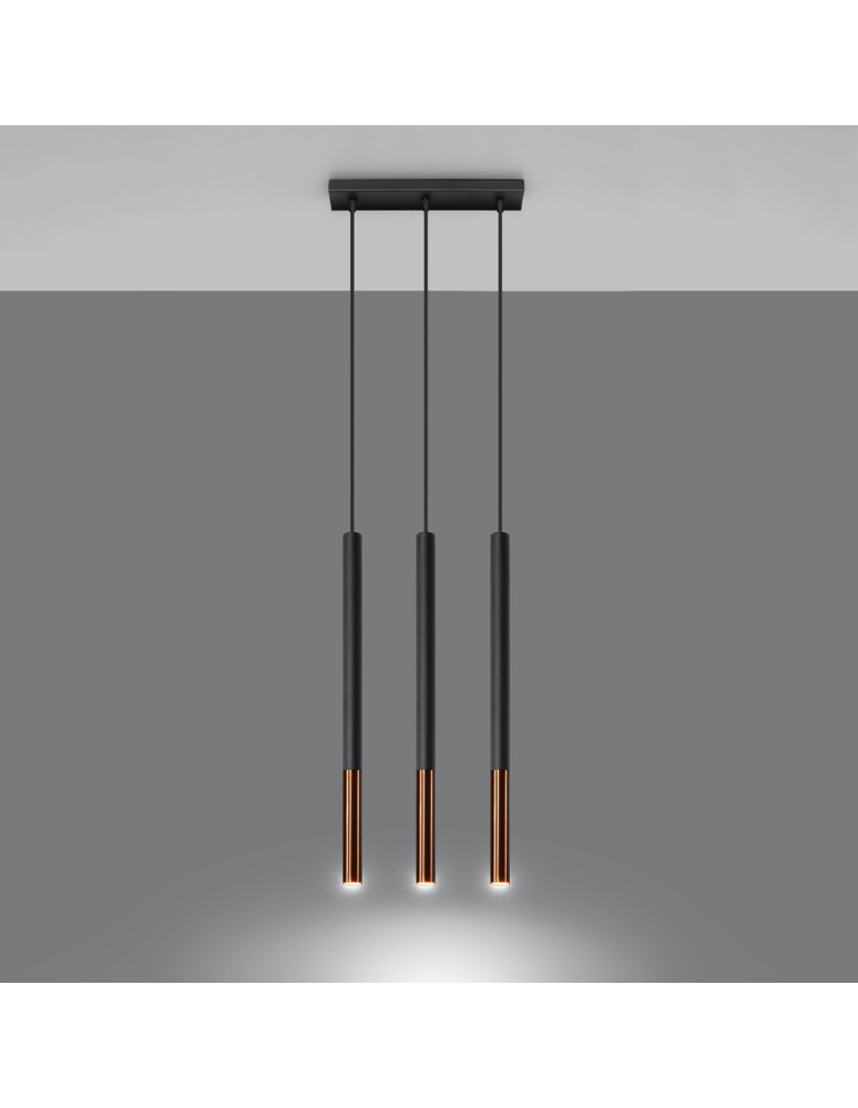 Sollux Lampa wisząca MOZAICA 3L czarny/miedź SL.0889 Sollux Lampa wisząca MOZAICA 3L czarny/miedź SL.0889