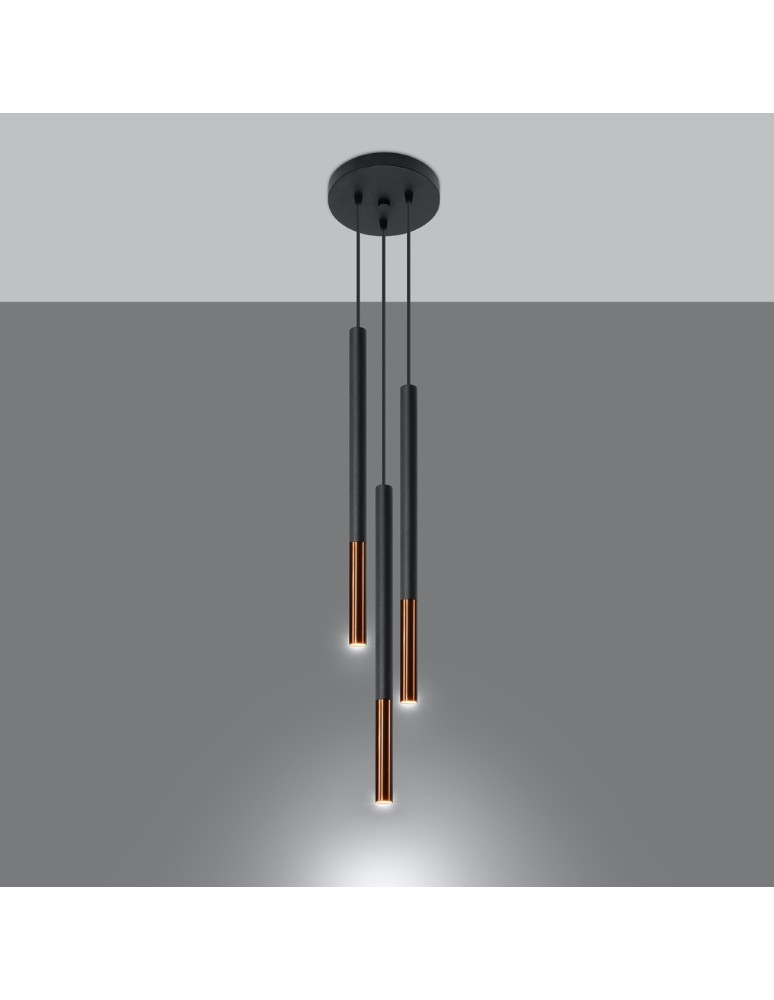 Sollux Lampa wisząca MOZAICA 3P czarny/miedź SL.0890 Sollux Lampa wisząca MOZAICA 3P czarny/miedź SL.0890