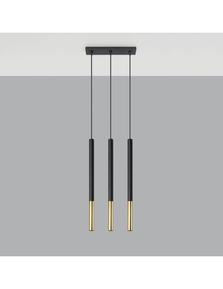 Sollux Lampa wisząca MOZAICA 3L czarny/złoto SL.0892 Sollux Lampa wisząca MOZAICA 3L czarny/złoto SL.0892