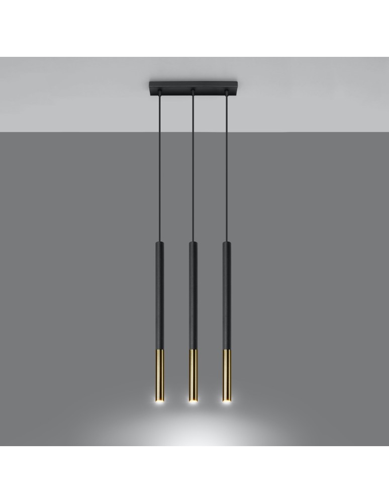 Sollux Lampa wisząca MOZAICA 3L czarny/złoto SL.0892 Sollux Lampa wisząca MOZAICA 3L czarny/złoto SL.0892