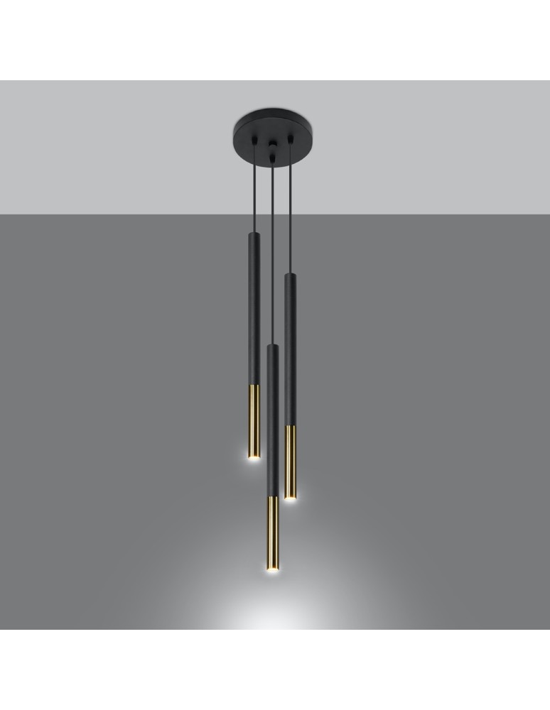 Sollux Lampa wisząca MOZAICA 3P czarny/złoto SL.0893 Sollux Lampa wisząca MOZAICA 3P czarny/złoto SL.0893