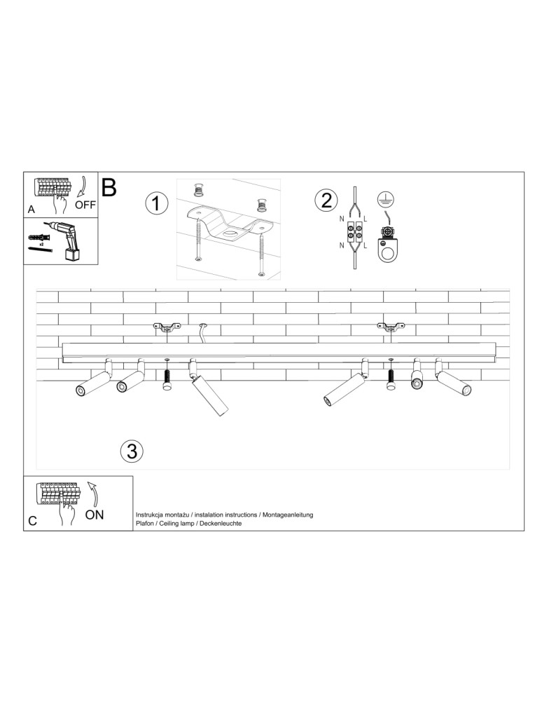 Sollux Plafon EYETECH 6 czarny SL.0901 Sollux Plafon EYETECH 6 czarny SL.0901