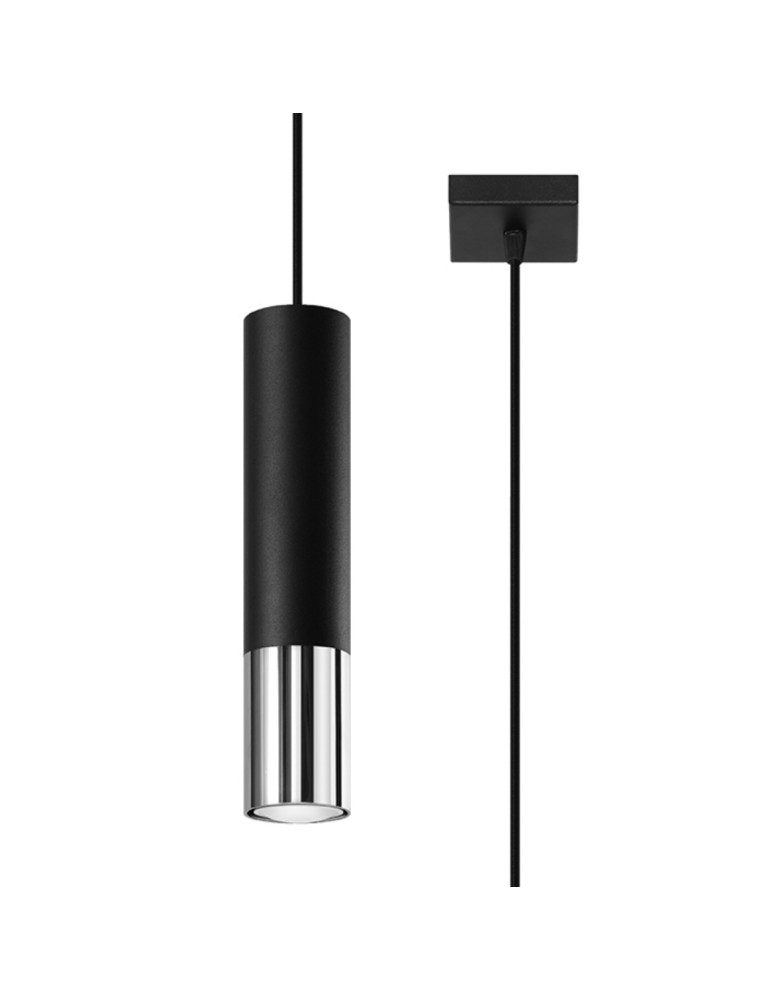 Sollux Lampa wisząca LOOPEZ 1 czarny/chrom SL.0940 Sollux Lampa wisząca LOOPEZ 1 czarny/chrom SL.0940