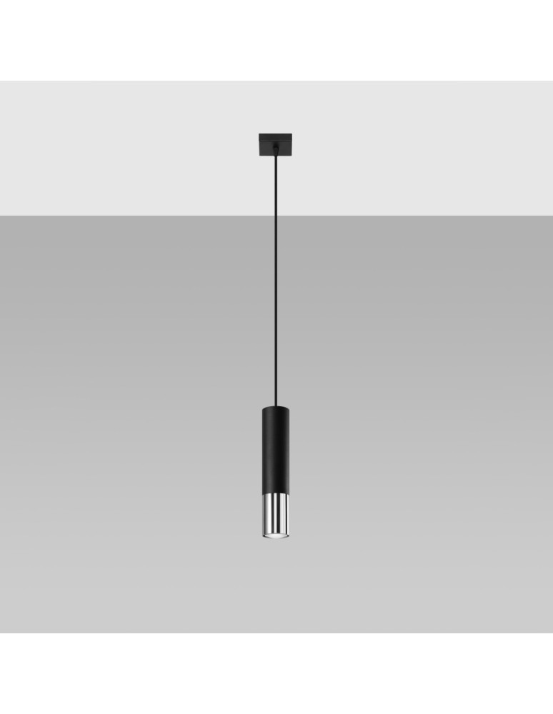 Sollux Lampa wisząca LOOPEZ 1 czarny/chrom SL.0940 Sollux Lampa wisząca LOOPEZ 1 czarny/chrom SL.0940