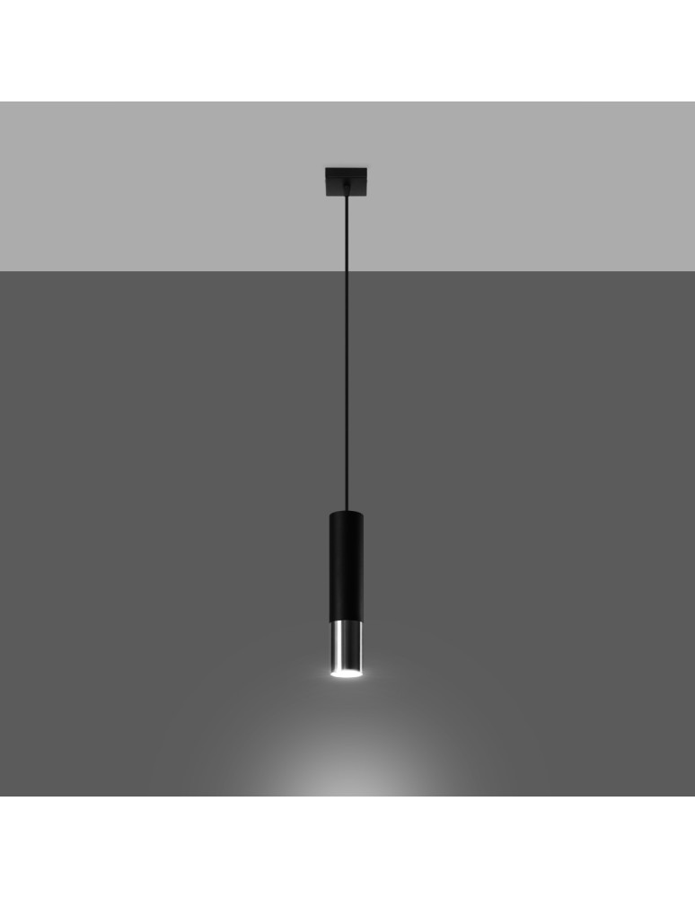 Sollux Lampa wisząca LOOPEZ 1 czarny/chrom SL.0940 Sollux Lampa wisząca LOOPEZ 1 czarny/chrom SL.0940