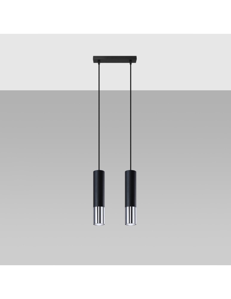 Sollux Lampa wisząca LOOPEZ 2 czarny/chrom SL.0941