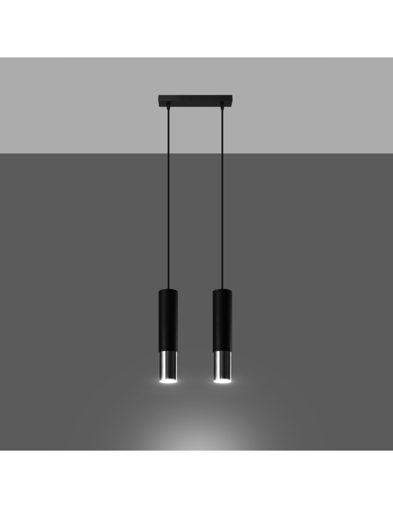 Sollux Lampa wisząca LOOPEZ 2 czarny/chrom SL.0941