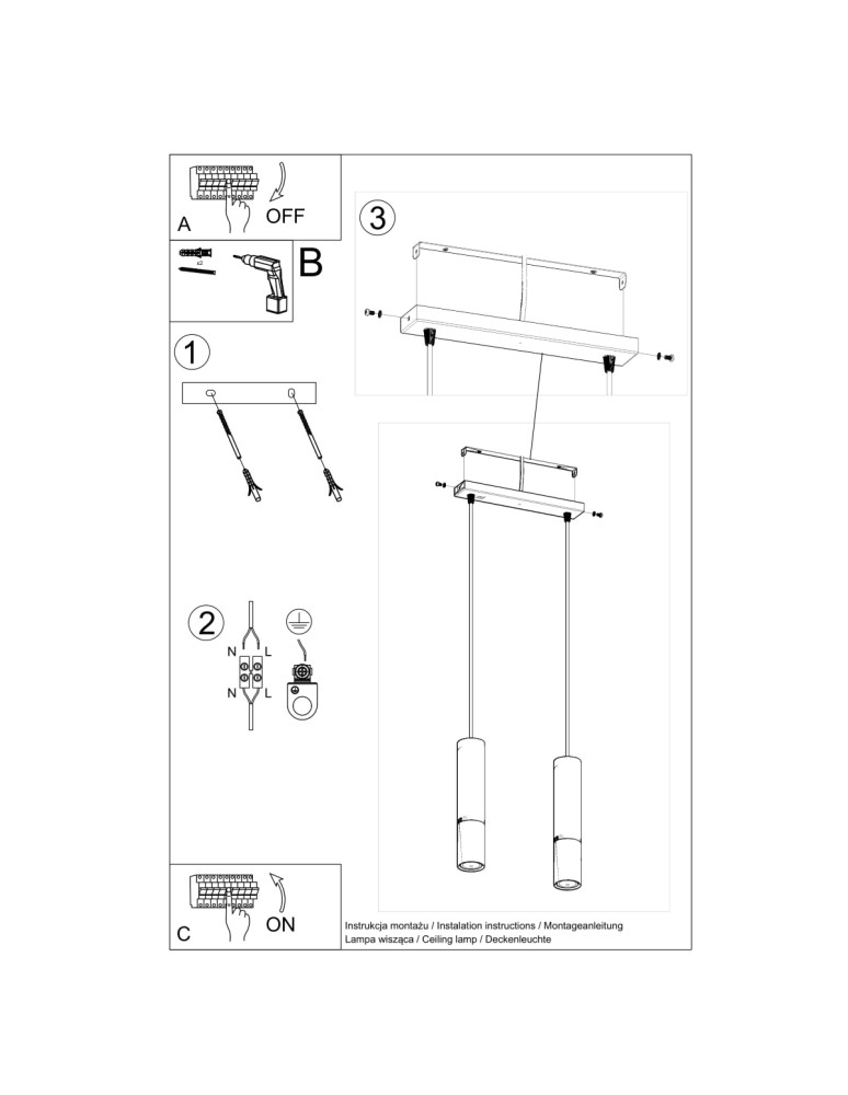 Sollux Lampa wisząca LOOPEZ 2 czarny/chrom SL.0941