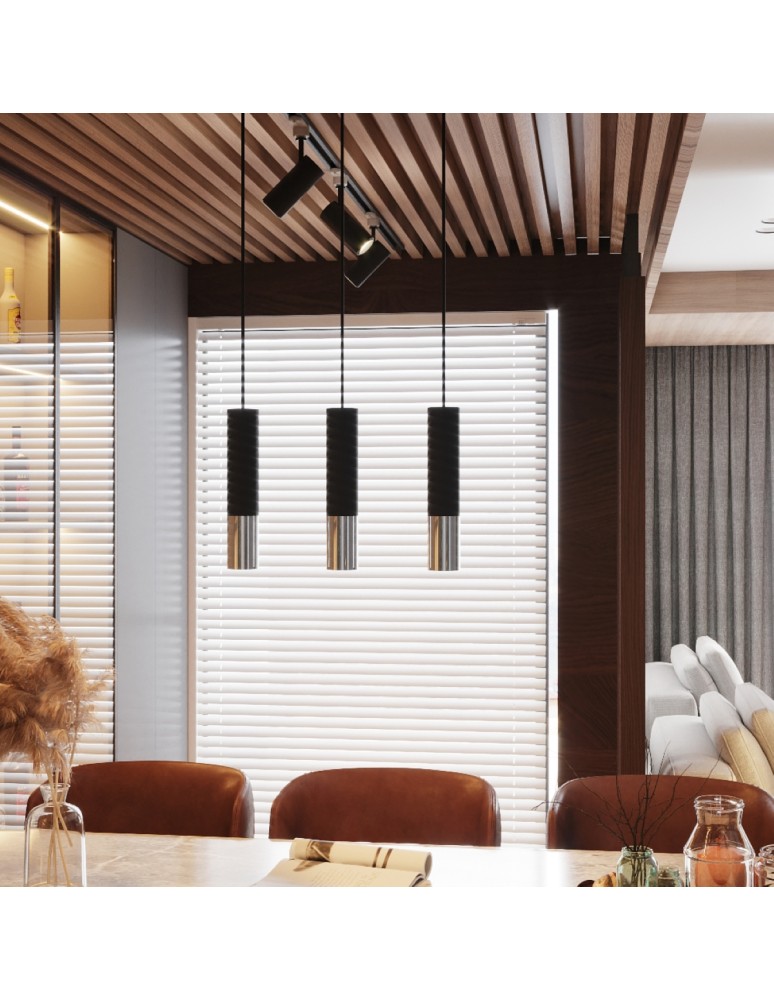 Sollux Lampa wisząca LOOPEZ 2 czarny/chrom SL.0941