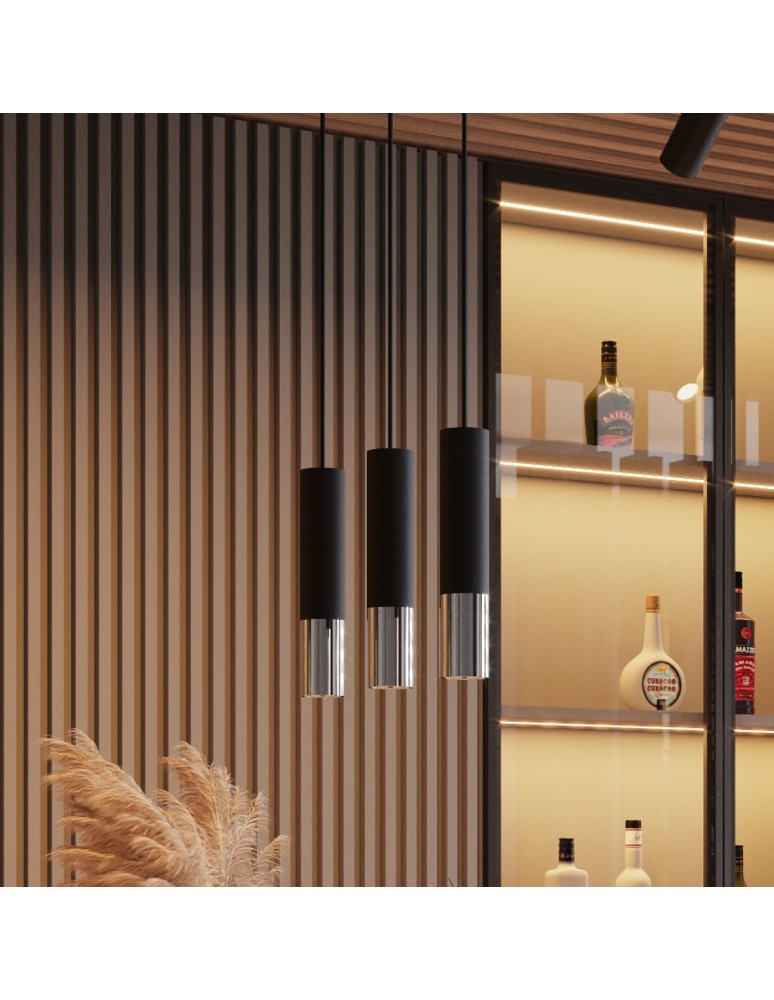 Sollux Lampa wisząca LOOPEZ 2 czarny/chrom SL.0941