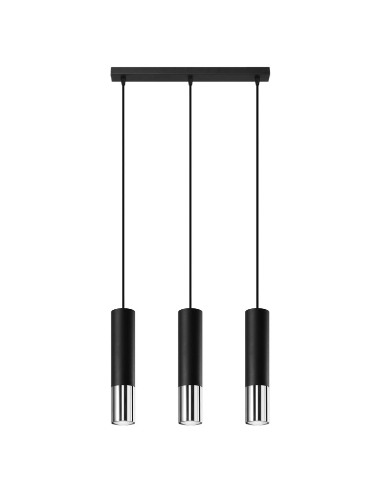 Sollux Lampa wisząca LOOPEZ 3L czarny/chrom SL.0942 Sollux Lampa wisząca LOOPEZ 3L czarny/chrom SL.0942