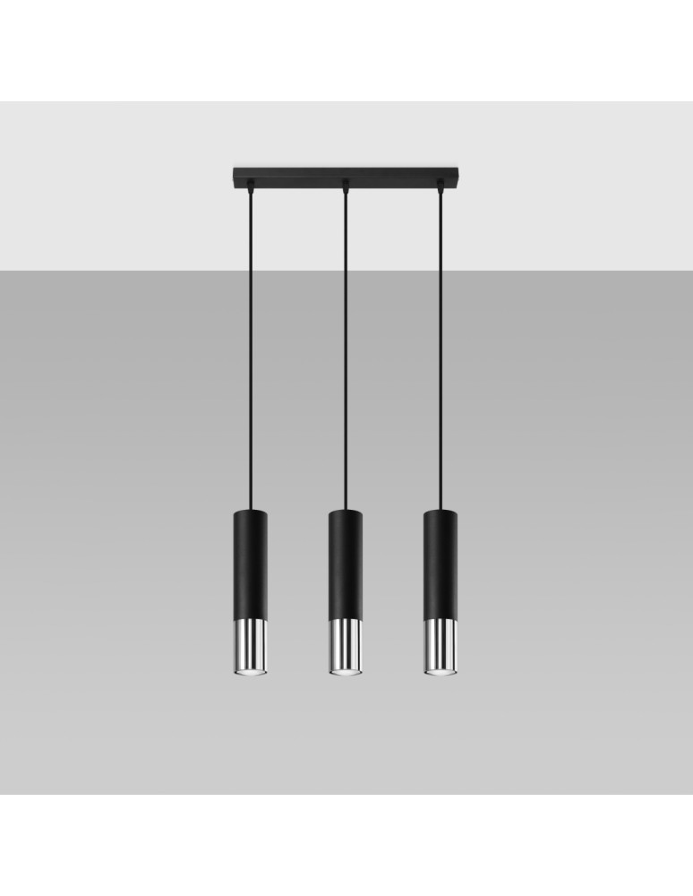 Sollux Lampa wisząca LOOPEZ 3L czarny/chrom SL.0942 Sollux Lampa wisząca LOOPEZ 3L czarny/chrom SL.0942