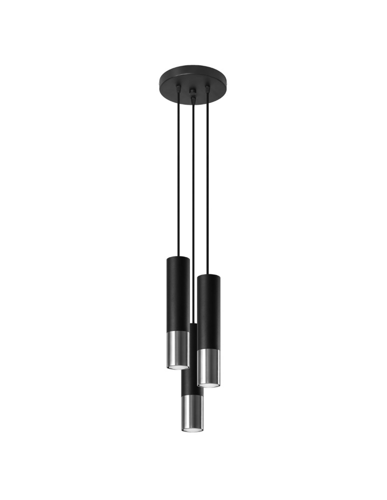 Sollux Lampa wisząca LOOPEZ 3P czarny/chrom SL.0943 Sollux Lampa wisząca LOOPEZ 3P czarny/chrom SL.0943
