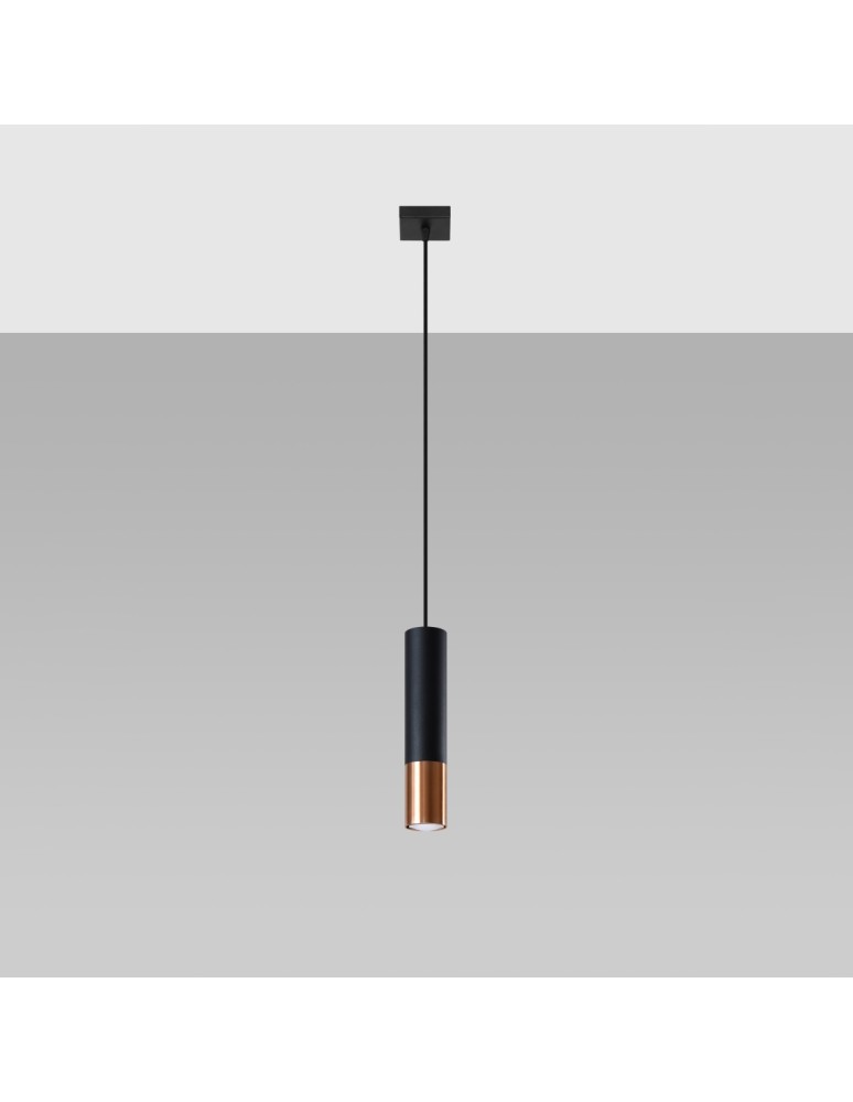 Sollux Lampa wisząca LOOPEZ 1 czarny/miedź SL.0946