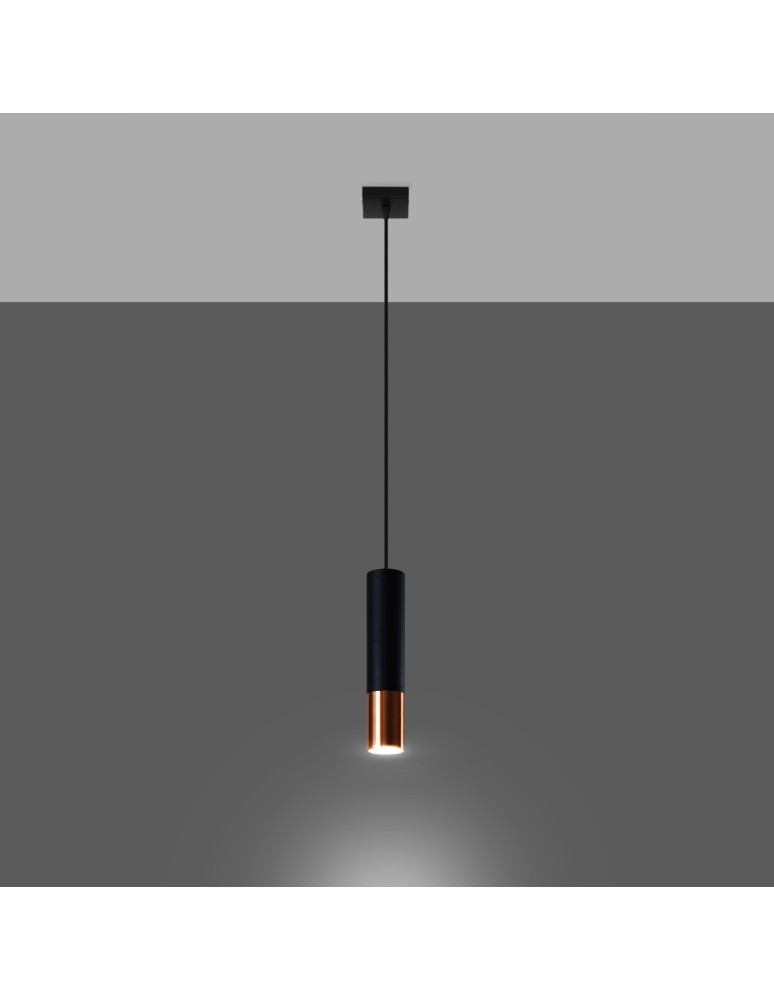 Sollux Lampa wisząca LOOPEZ 1 czarny/miedź SL.0946