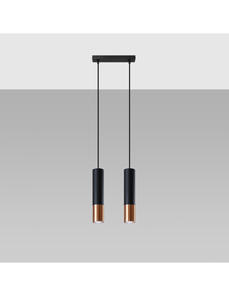 Sollux Lampa wisząca LOOPEZ 2 czarny/miedź SL.0947