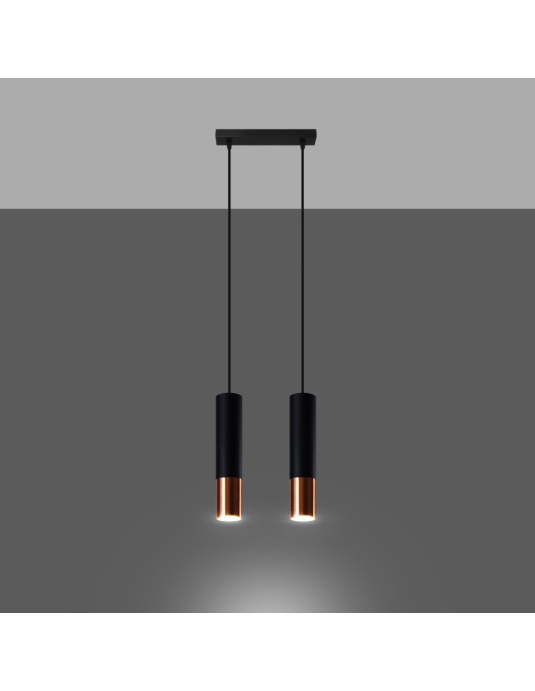 Sollux Lampa wisząca LOOPEZ 2 czarny/miedź SL.0947