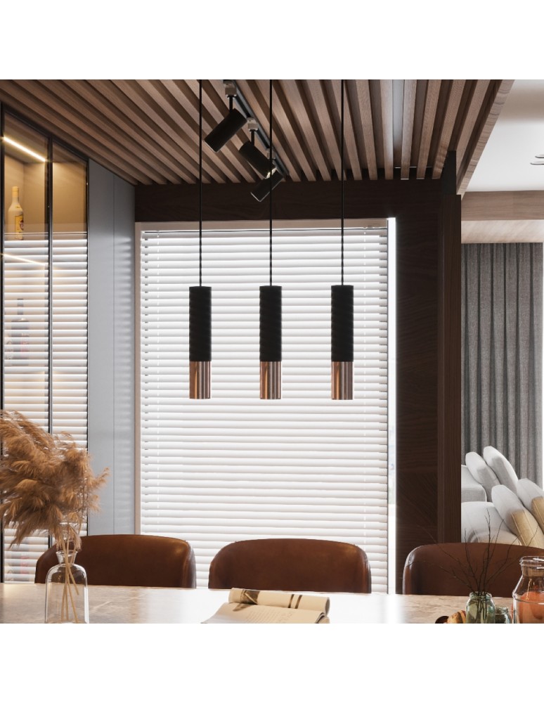 Sollux Lampa wisząca LOOPEZ 2 czarny/miedź SL.0947