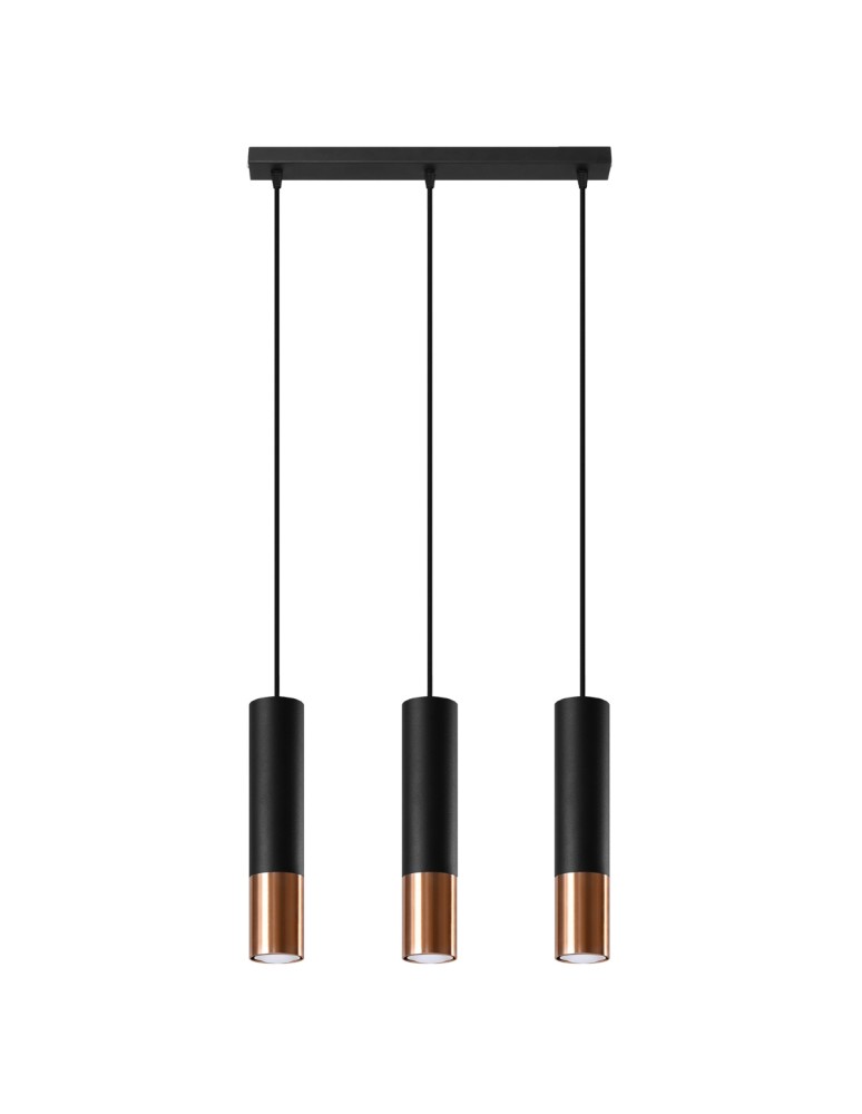 Sollux Lampa wisząca LOOPEZ 3L czarny/miedź SL.0948 Sollux Lampa wisząca LOOPEZ 3L czarny/miedź SL.0948