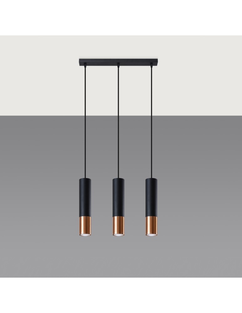 Sollux Lampa wisząca LOOPEZ 3L czarny/miedź SL.0948 Sollux Lampa wisząca LOOPEZ 3L czarny/miedź SL.0948