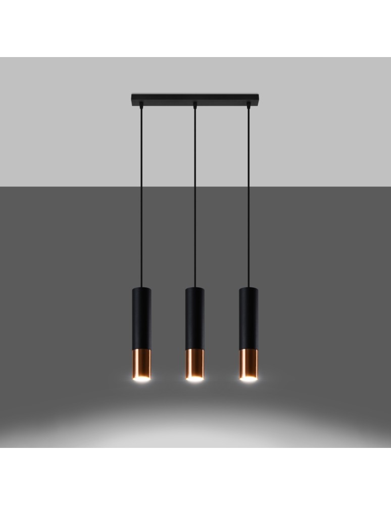 Sollux Lampa wisząca LOOPEZ 3L czarny/miedź SL.0948 Sollux Lampa wisząca LOOPEZ 3L czarny/miedź SL.0948