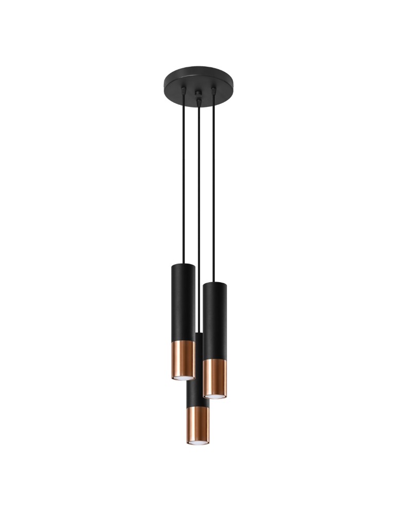 Sollux Lampa wisząca LOOPEZ 3P czarny/miedź SL.0949 Sollux Lampa wisząca LOOPEZ 3P czarny/miedź SL.0949