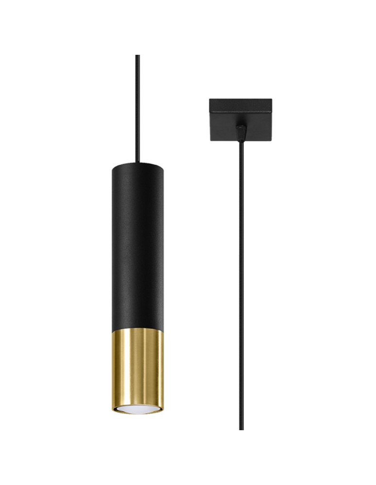 Sollux Lampa wisząca LOOPEZ 1 czarny/złoty SL.0952 Sollux Lampa wisząca LOOPEZ 1 czarny/złoty SL.0952