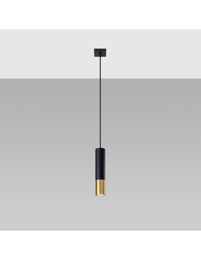 Sollux Lampa wisząca LOOPEZ 1 czarny/złoty SL.0952 Sollux Lampa wisząca LOOPEZ 1 czarny/złoty SL.0952