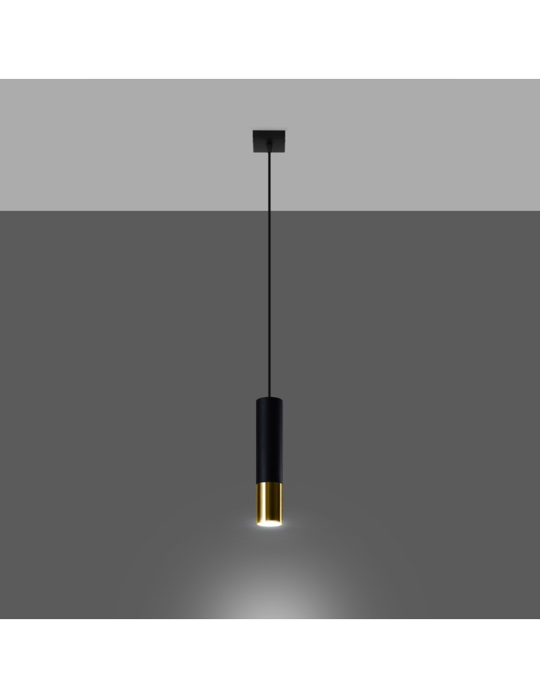 Sollux Lampa wisząca LOOPEZ 1 czarny/złoty SL.0952 Sollux Lampa wisząca LOOPEZ 1 czarny/złoty SL.0952