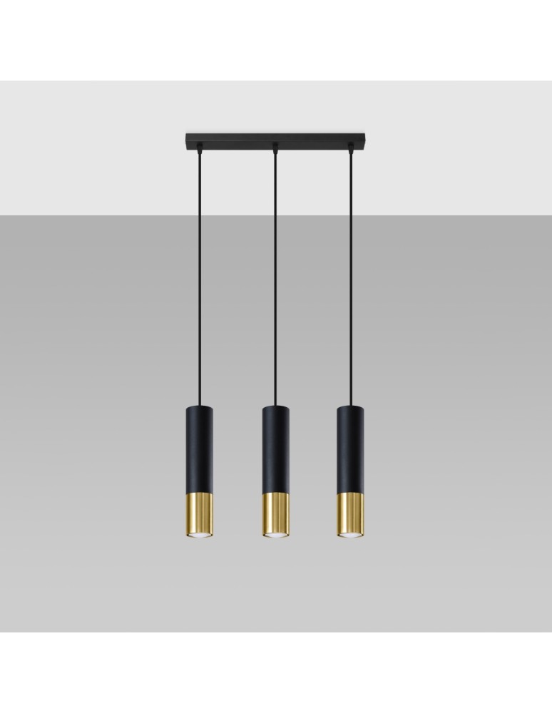 Sollux Lampa wisząca LOOPEZ 3L czarny/złoty SL.0954 Sollux Lampa wisząca LOOPEZ 3L czarny/złoty SL.0954