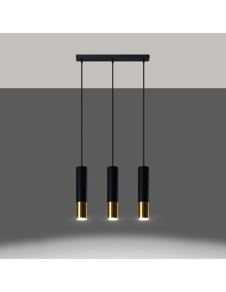 Sollux Lampa wisząca LOOPEZ 3L czarny/złoty SL.0954 Sollux Lampa wisząca LOOPEZ 3L czarny/złoty SL.0954